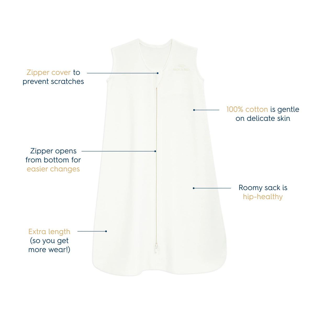 100% Cotton Wearable Blanket, Cream, Small K7679