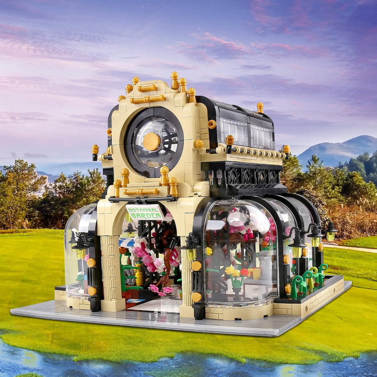 Plant Garden Building Kits Toy, MOC Building Blocks Botanical Garden with LED Lights, Streetview House Kit (2147 Pieces) V82714