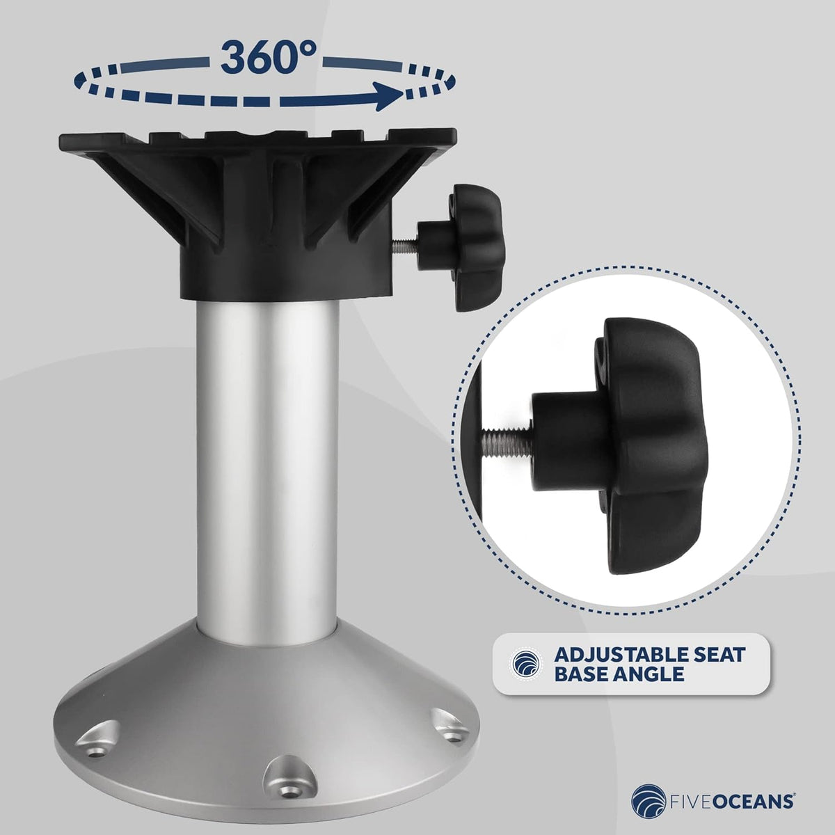 Fixed Height 12 Inches 360 Degree Marine-Grade Aluminum Boat Seat Pedestal P3133