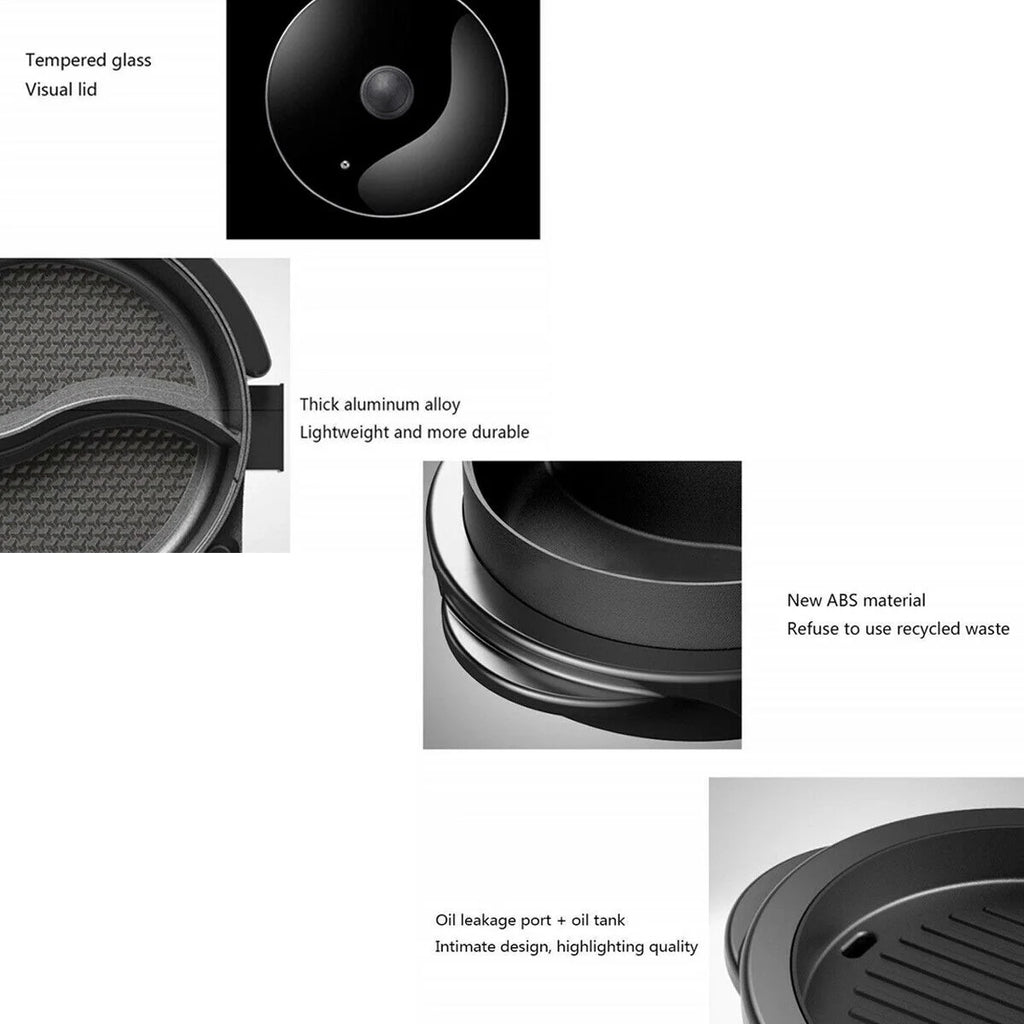 2 in 1 Portable Electric Hot Pot Barbecue Grill Non-Stick Pan B3988
