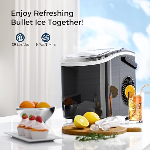 Countertop Portable Ice Maker Machine with Handle, Black I8204