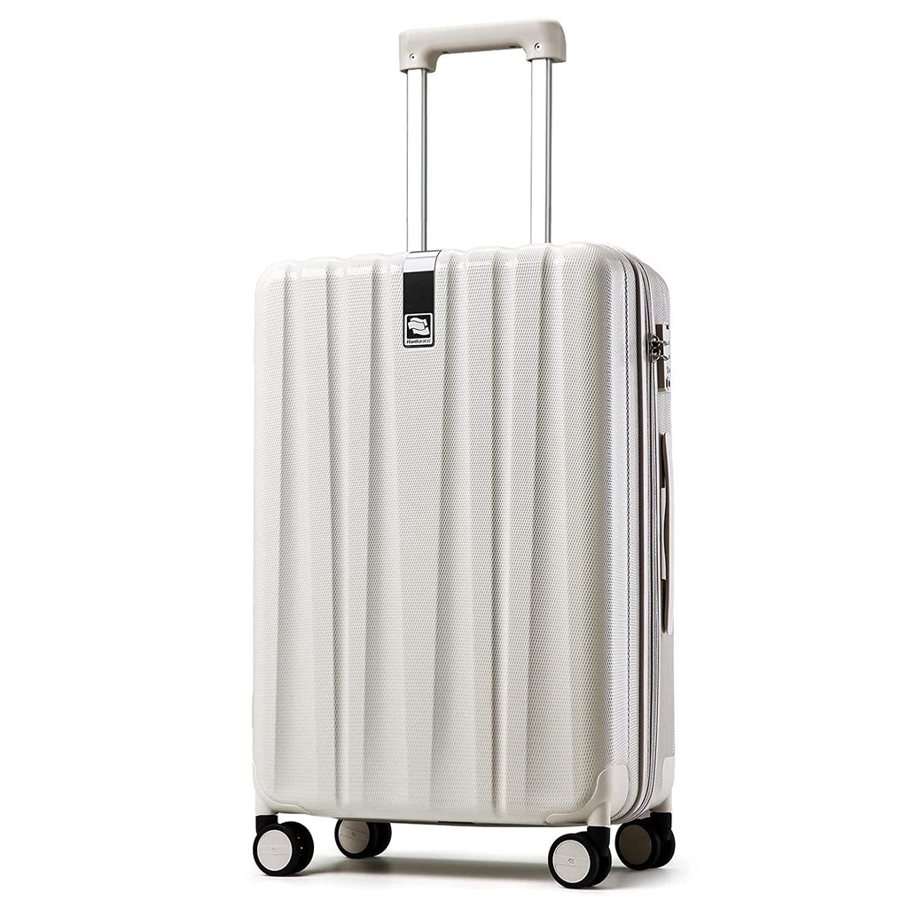 Lightweight PC Hard Shell Spinner Suitcase with TSA Lock, 24-Inch Ivory White P618