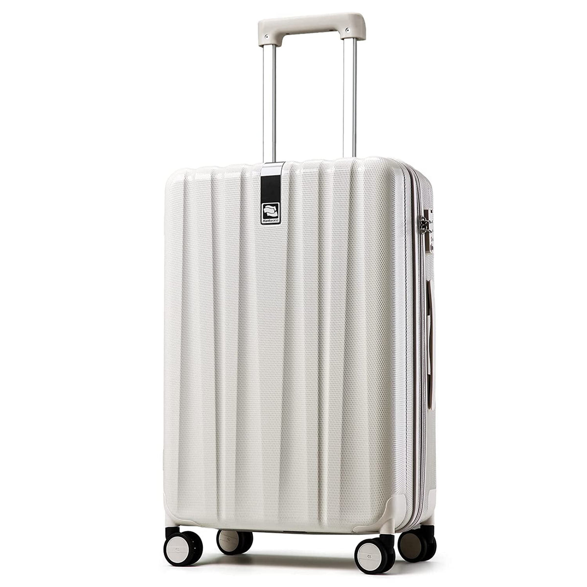 Lightweight PC Hard Shell Spinner Suitcase with TSA Lock, 24-Inch Ivory White P618