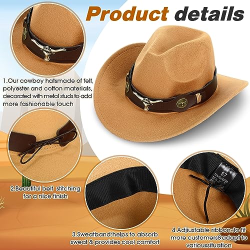 4 Pcs Felt Wide Brim Cowboy Hat D6531