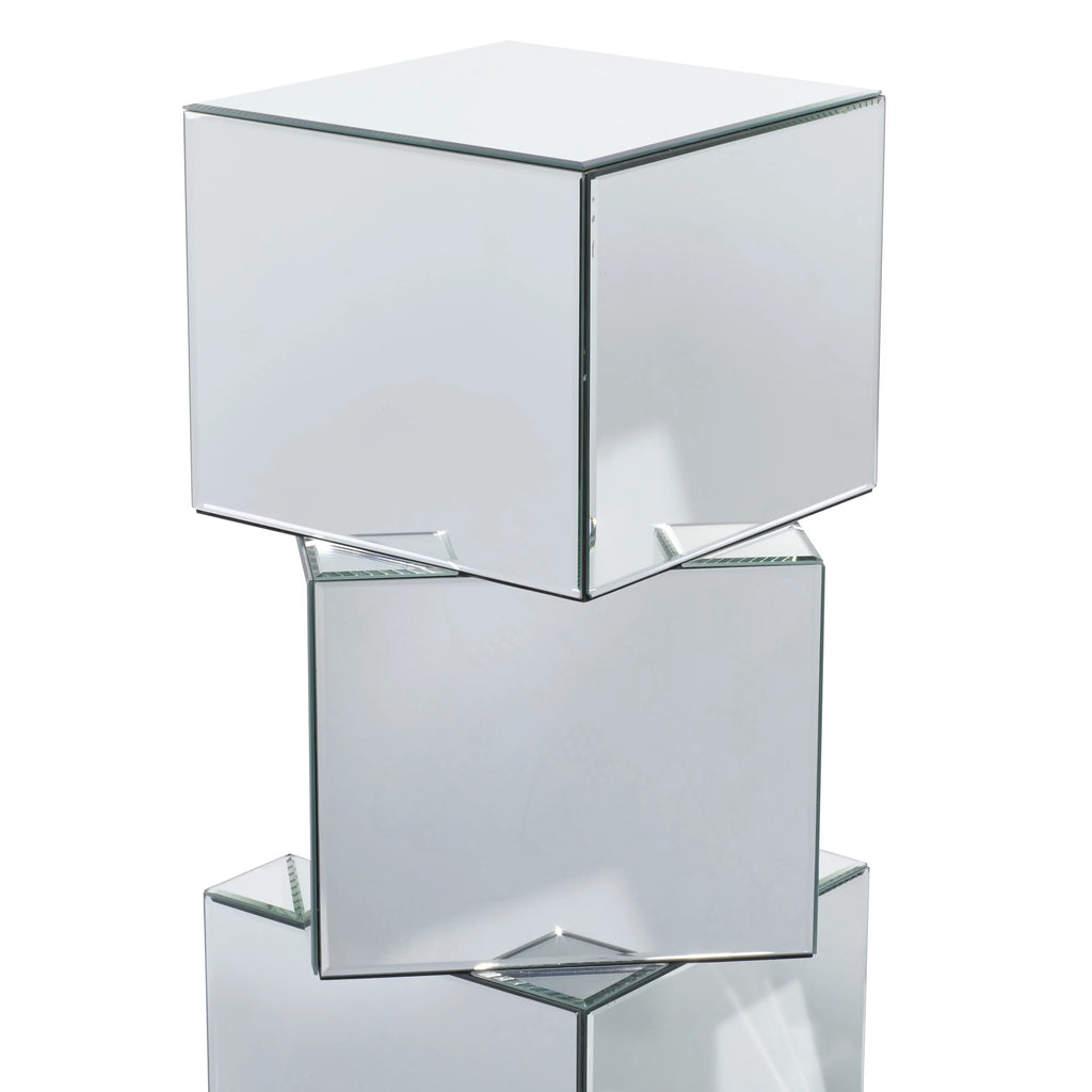 15" x 30" Silver Mirrored Pedestal Table X347973