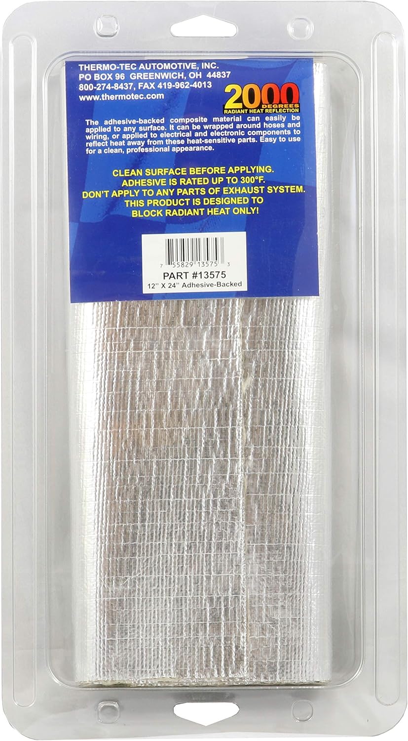 Adhesive Backed Aluminized Heat Barrier, 12" x 48" (2x 24" Sheets) Pack of 2 V76622
