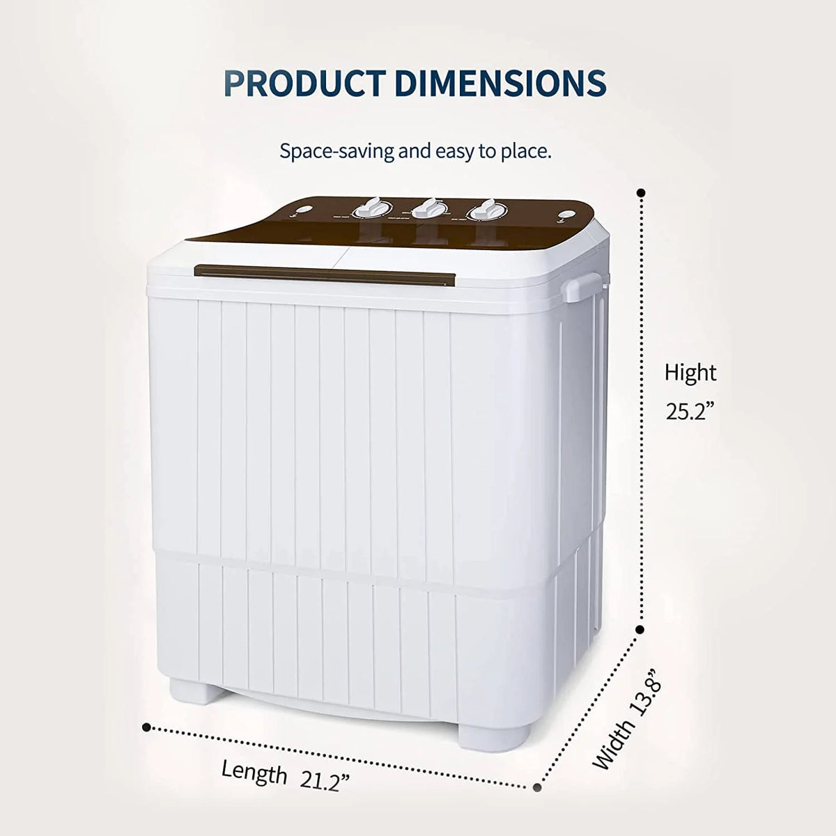 16.5lbs Compact Twin Tub Portable Washing Machine D377