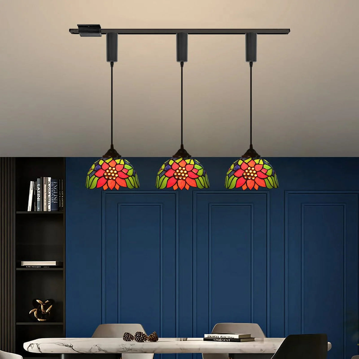 3 Lights Tiffany Style H Track Pendant Lighting M9572