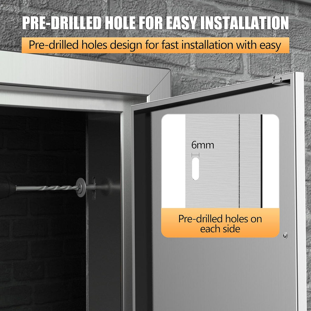 Outdoor Kitchen Doors 36W x 21H Stainless Steel Double Wall Construction Vertical Door Q234616