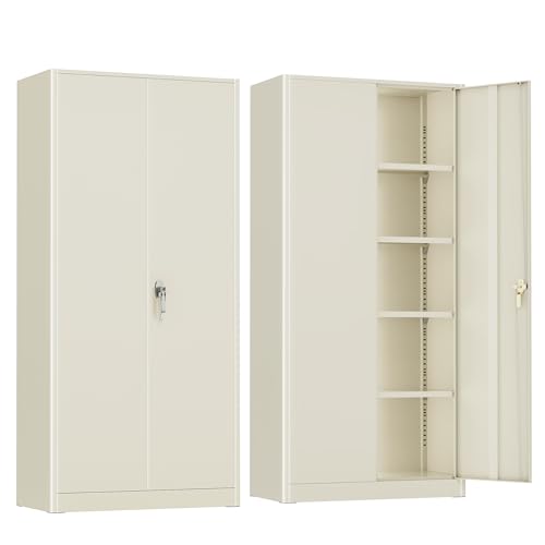 72” Black Metal Storage Cabinet with Adjustable Shelves D85088