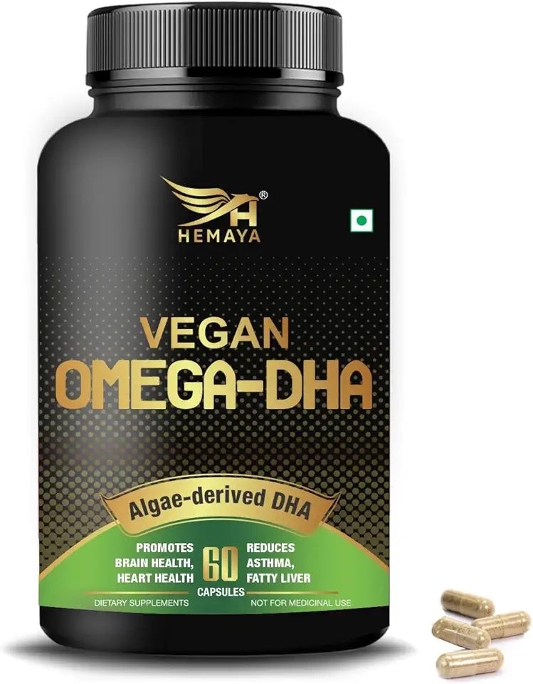 Omega 3 Vegetarian Capsules with DHA Algae Extract & Epa 500 Mg 60 Vegan Capsules N130
