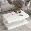 White 2-Tier Coffee Table with Silver Metal Legs Z9297