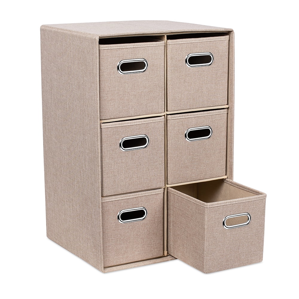 Linen Cube Organizer Shelf with 6 Storage Bins M1411