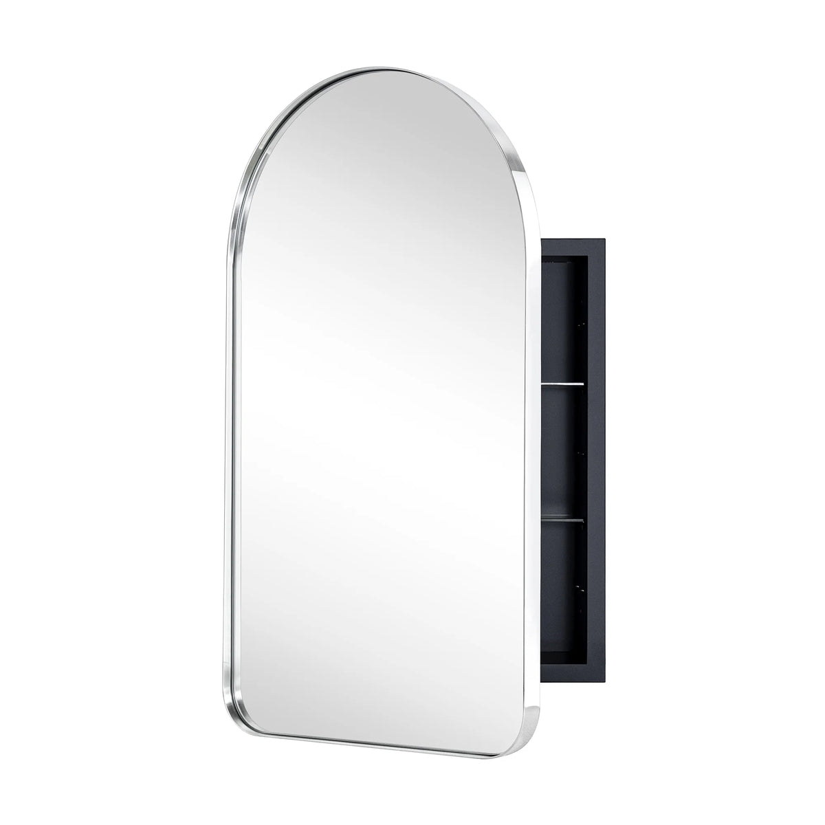 Chrome Arched Recessed Medicine Cabinet with Mirror 16x28.3'' Y617