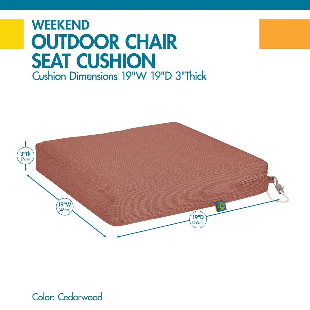Water-Resistant Outdoor Dining Seat Cushion, 19 x 19 x 3 inch X75453