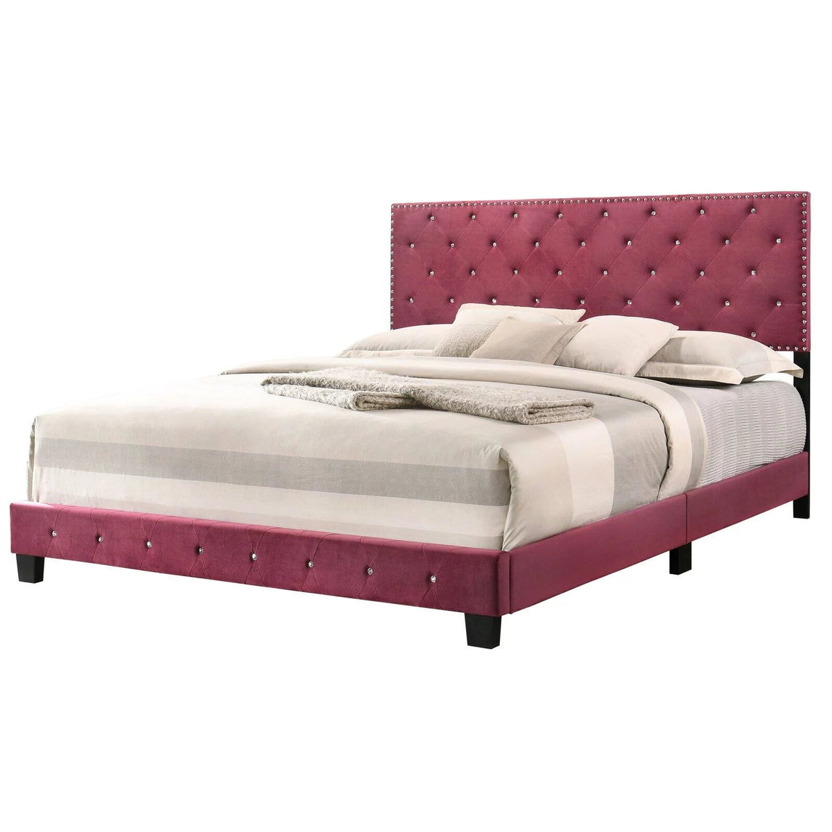 Velvet Upholstered King Bed A463