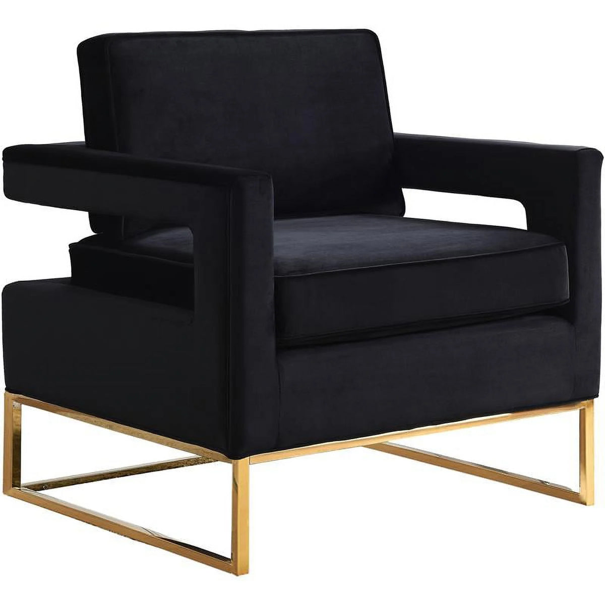 2 Piece Velvet Accent Chair Set in Black and Gold A6638
