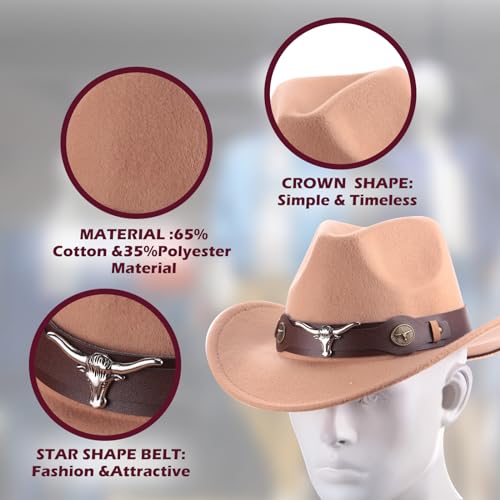 4 Pcs Felt Wide Brim Cowboy Hat D6531