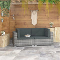 2 Piece Patio Sofa Set with Cushions Poly Rattan Gray A14254