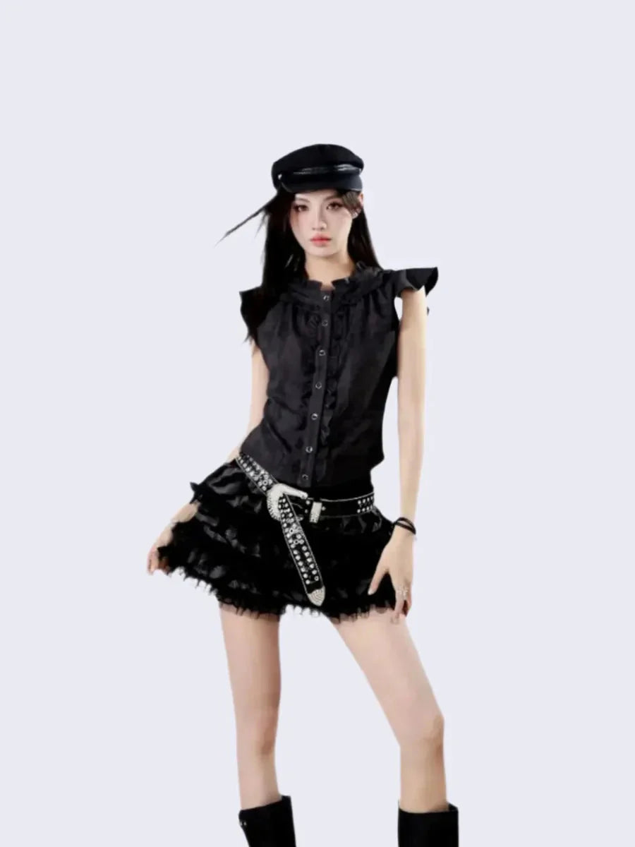 Ruffle Shirts Skirt Set X5826