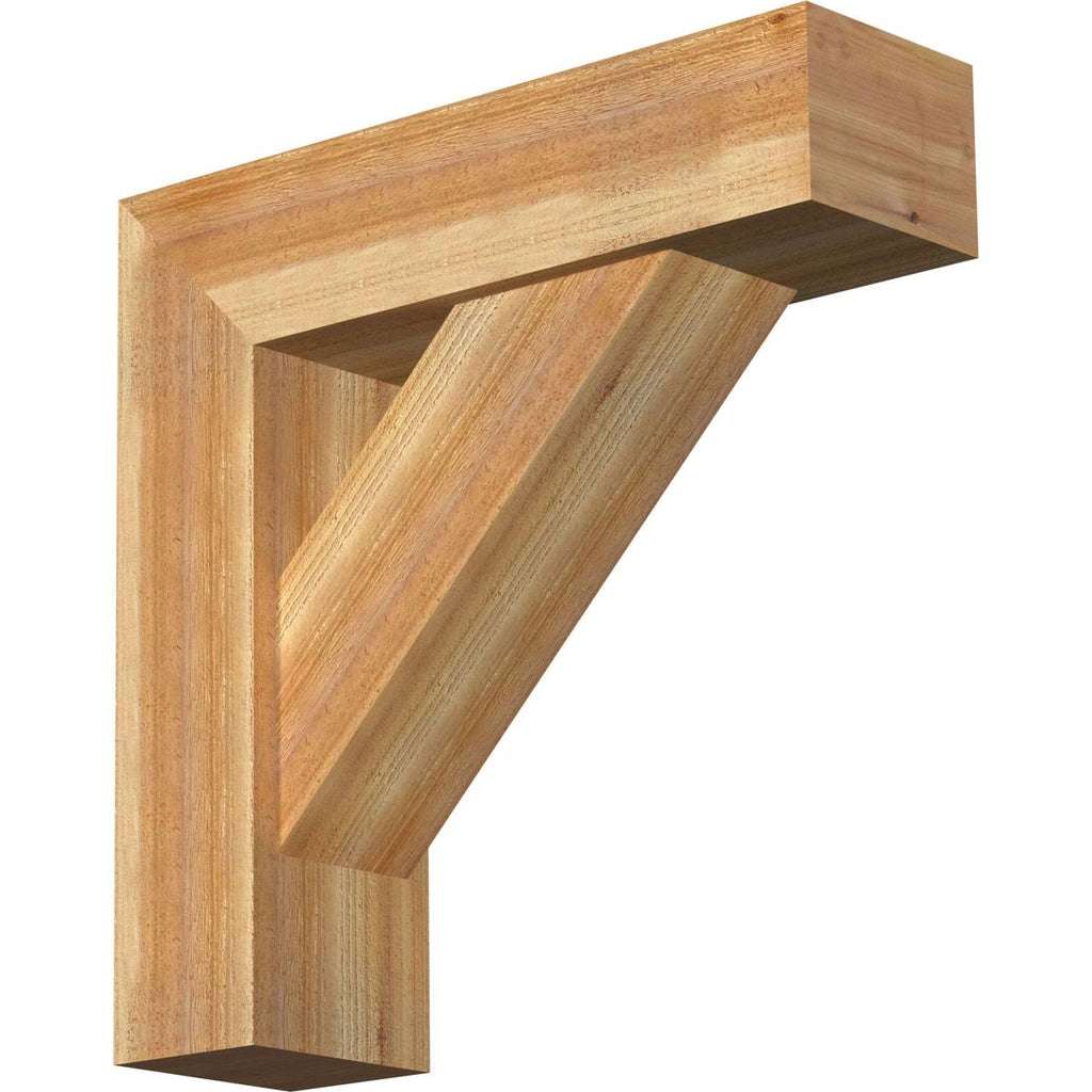 8x22W x 28x22D x 28x22H Traditional Block Rough Sawn Bracket with Offset Brace O97470
