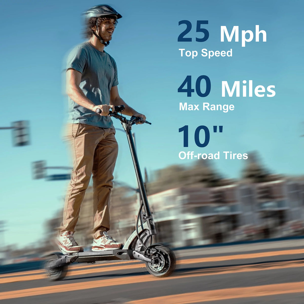 Electric Scooter with 25 Miles Range, 19 MPH, 500W, 10 inch Wheels B208