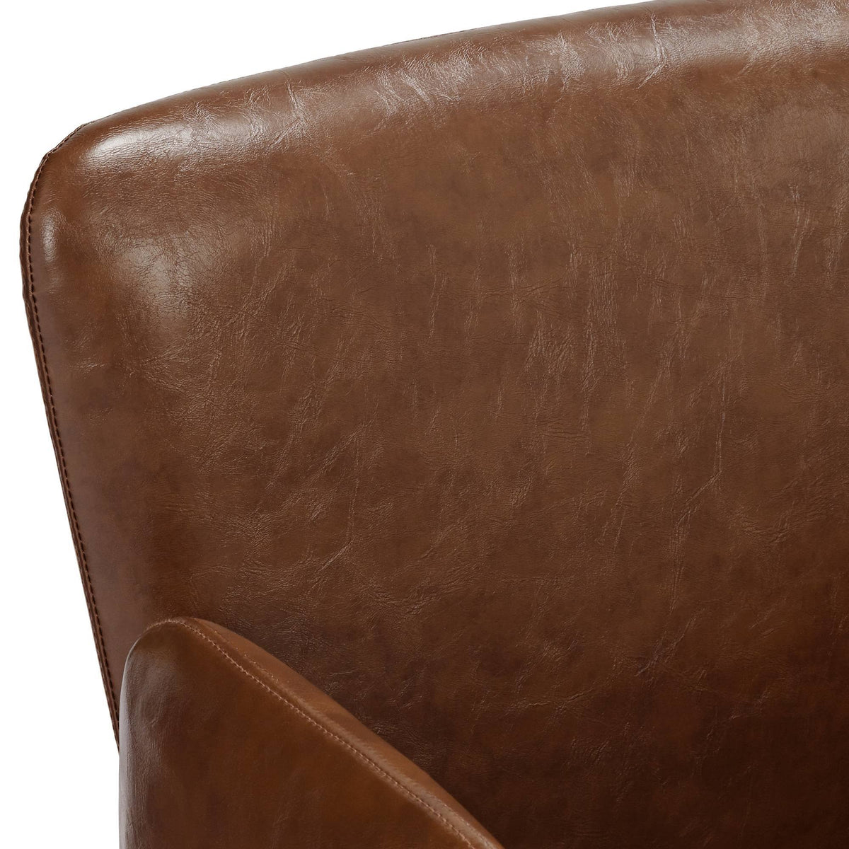 Brown Faux Leather Swivel Office Chair E468084