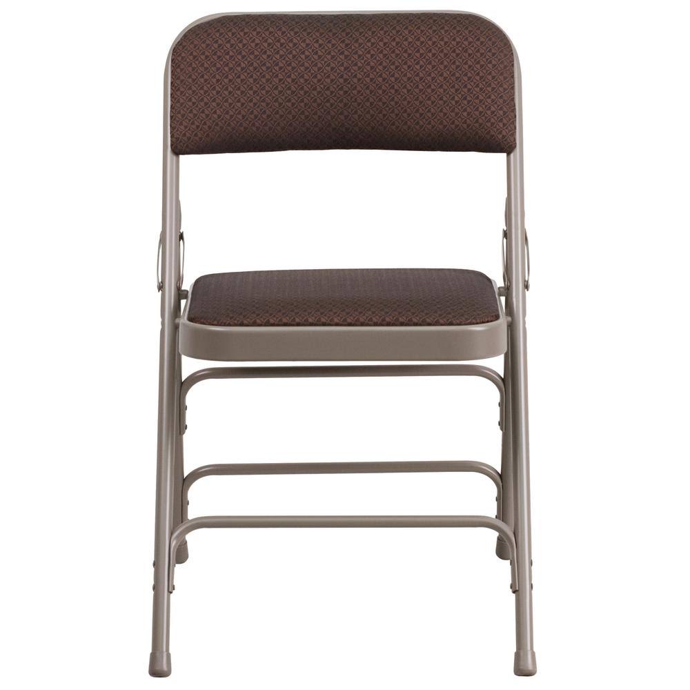 Brown Patterned Metal Folding Chair (2-Pack) Q846