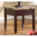 Dark Cherry Faux Marble Top End Table K52641