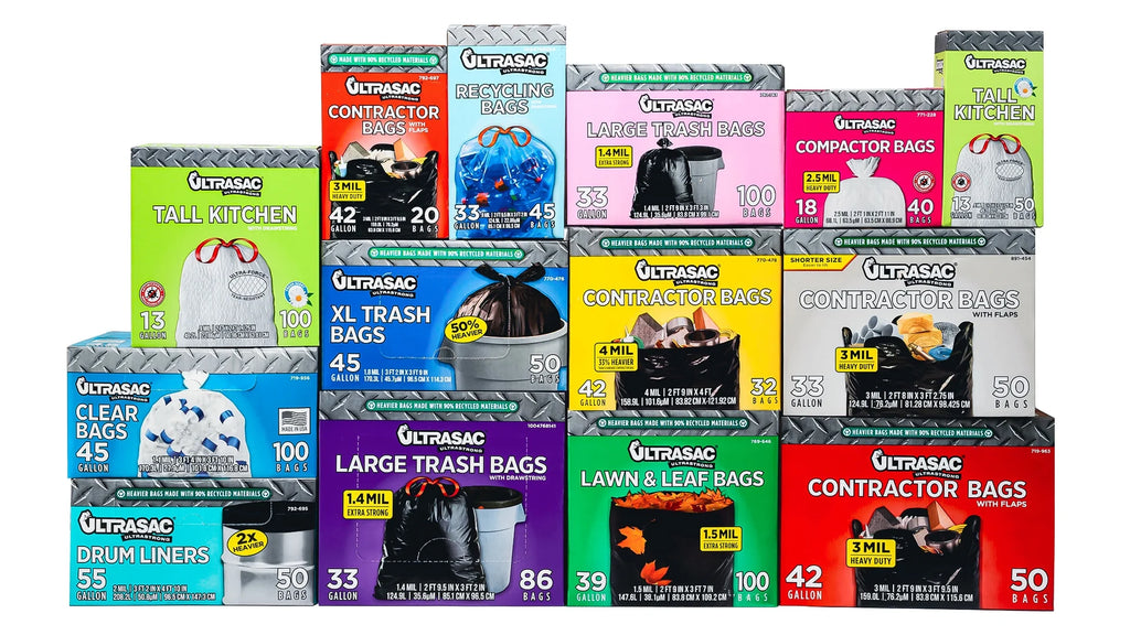 Extra Heavy Duty Contractor Bags - 42 Gallon, 4 Mil (32 Pack w/Ties) - 33" x 48" N98422
