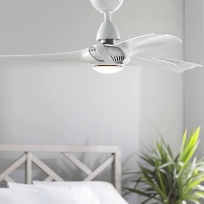 White LED Propeller Ceiling Fan with Remote Control and Light Kit S1079