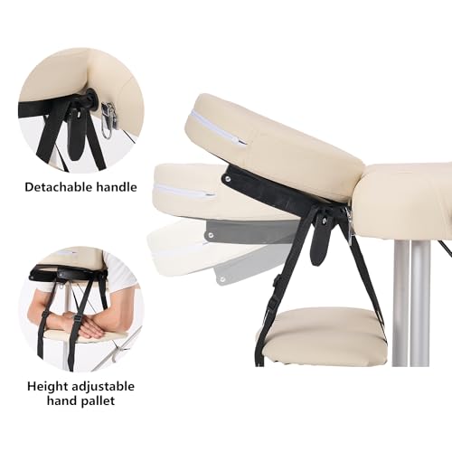 Portable Aluminum Alloy 3 Folding Massage Table with Backrest White Z983191