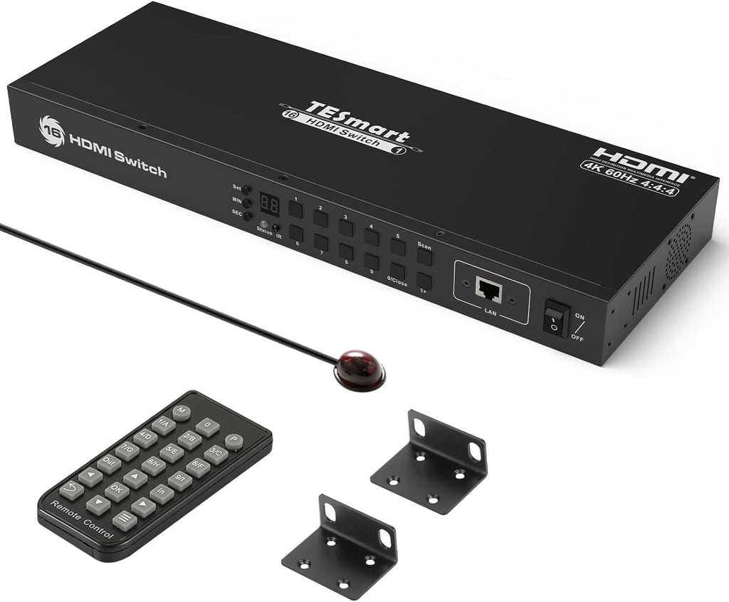 8×1 HDMI Switch 4K @ 60Hz HDCP 2.2 with Rack-Ears, IR Remote Control, Auto Switch - Black Z694115