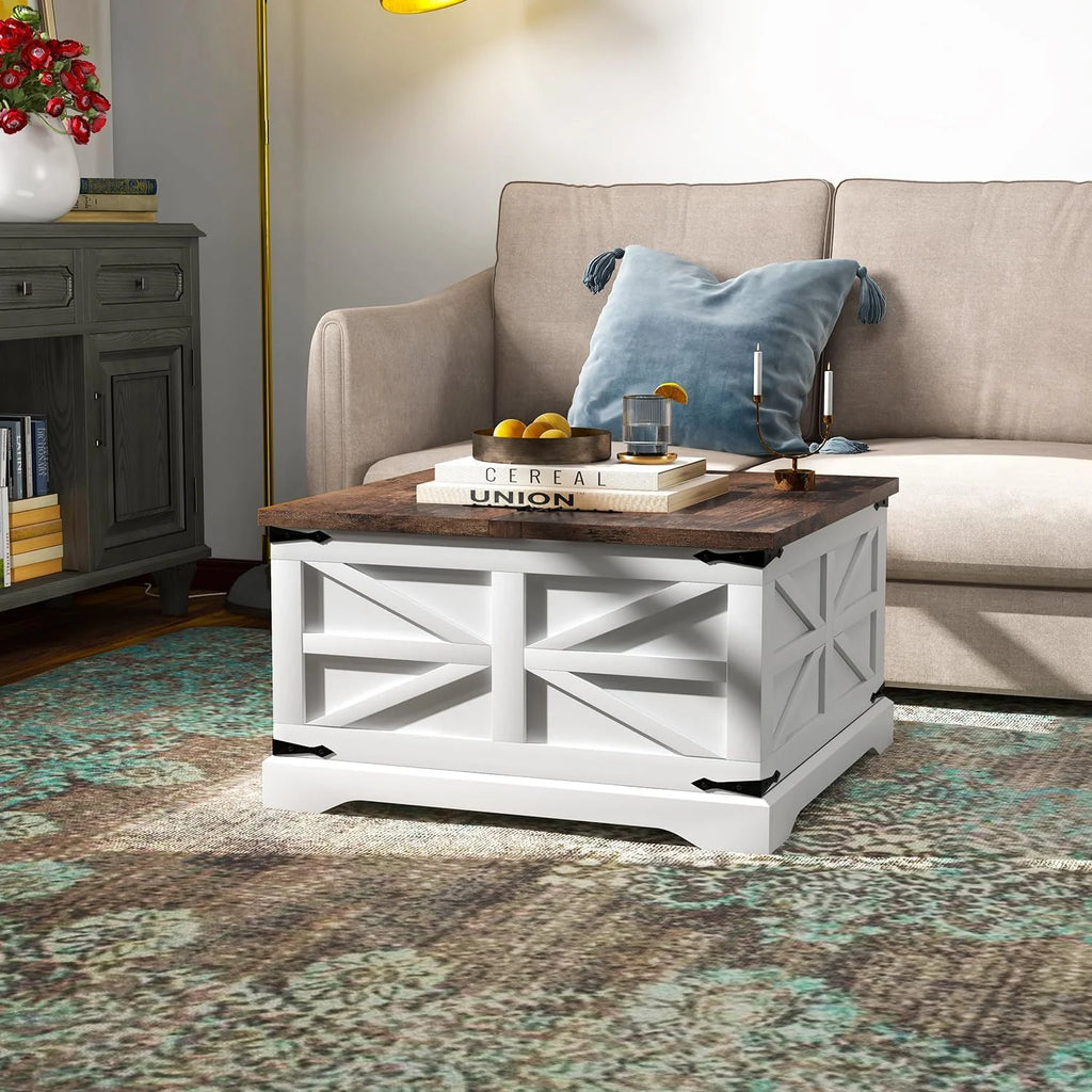 Square Wood Coffee Table with Storage Y99022