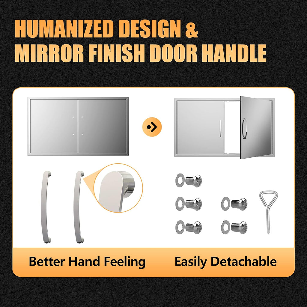 Outdoor Kitchen Doors 36W x 21H Stainless Steel Double Wall Construction Vertical Door Q234616