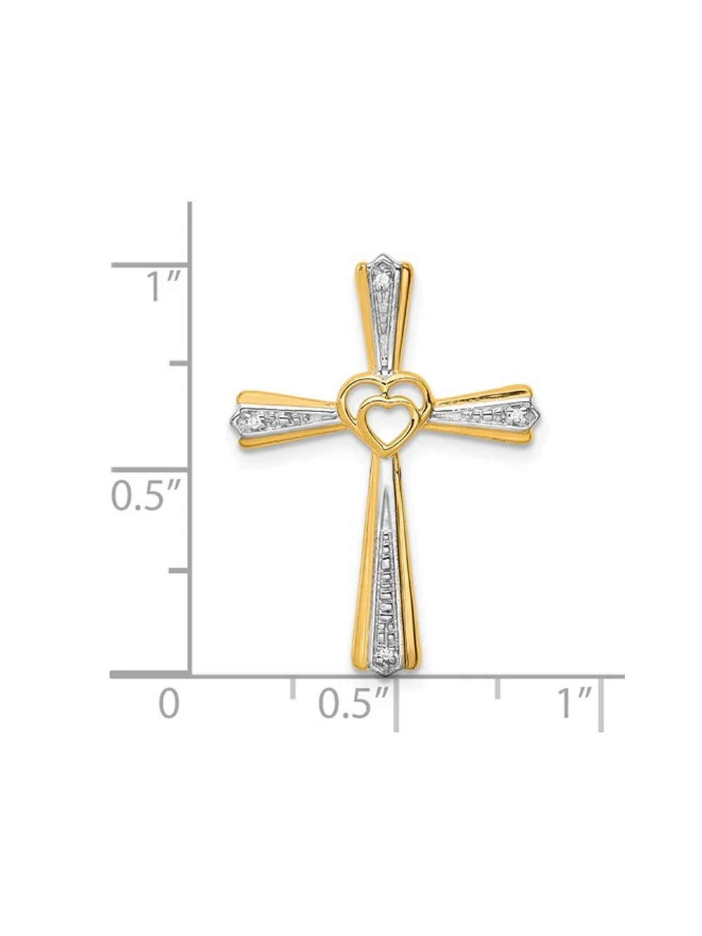 10K Yellow Gold Cross Pendant Necklace with Chain and Diamond Accent D284