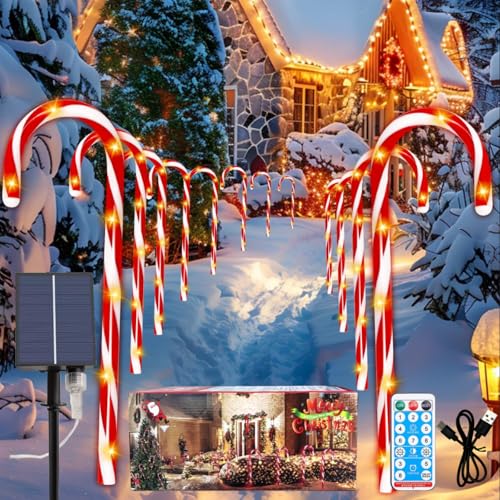 12 Pack Solar Christmas Pathway Stake Lights W1016