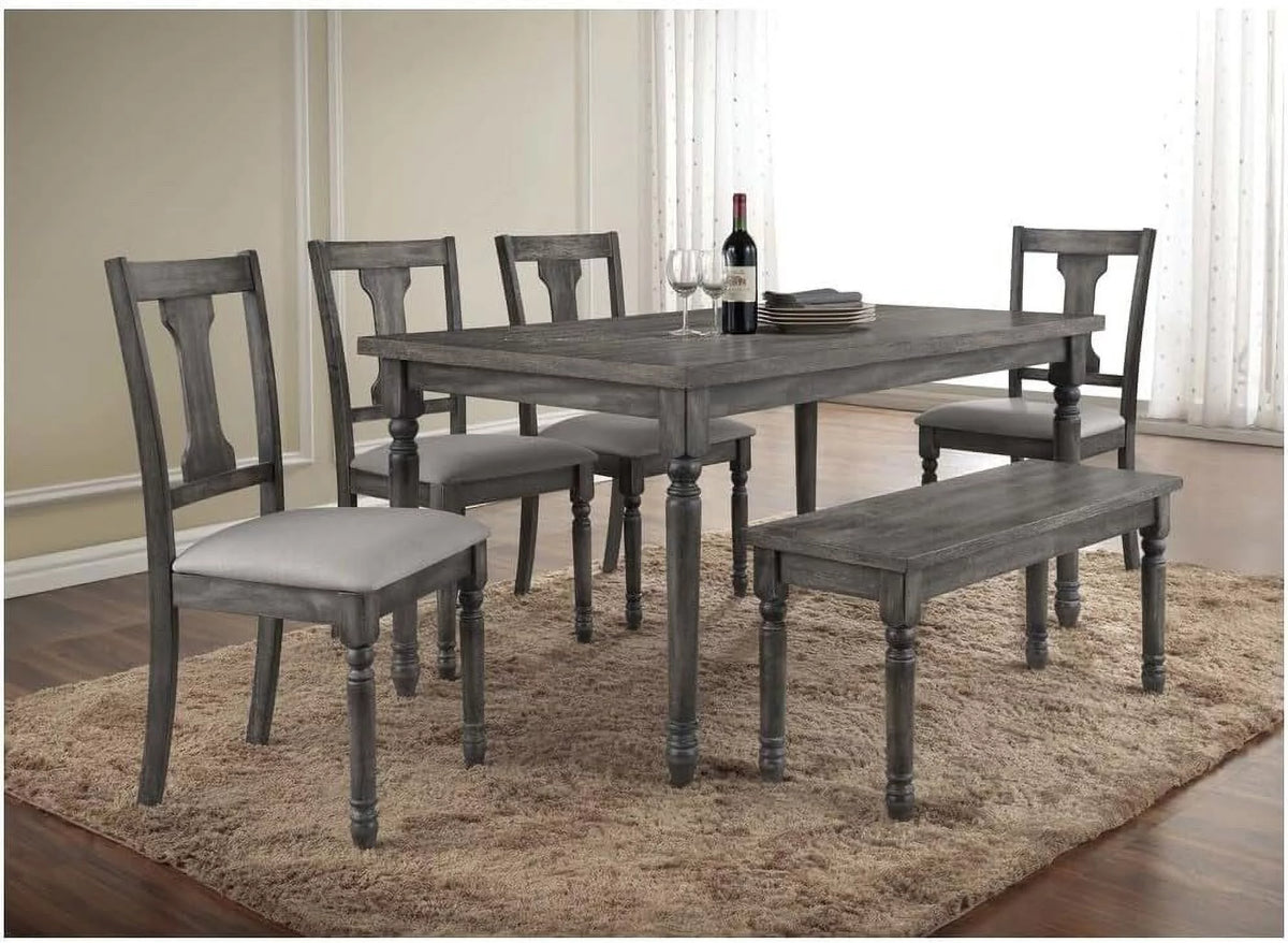 Grey Wood Veneer Distressed Dining Table F42108