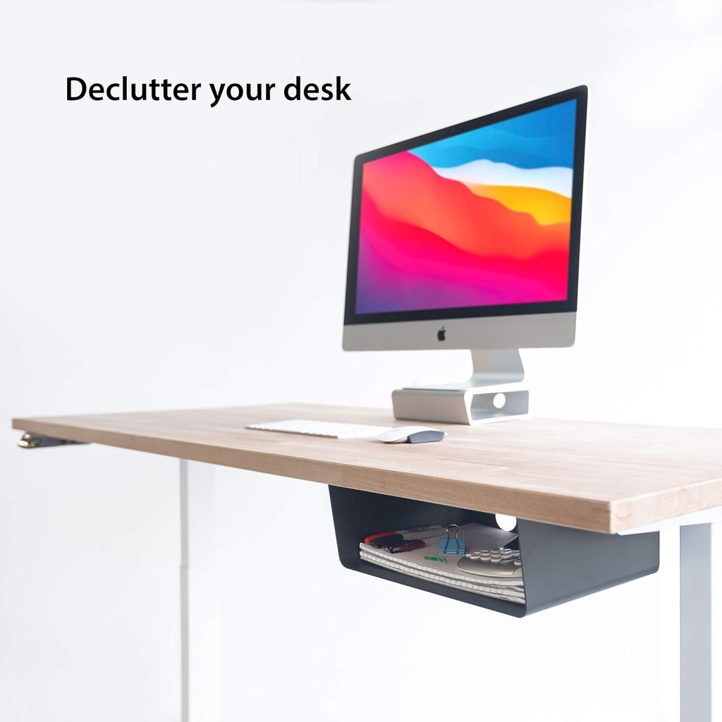 Welded Steel Matte Black Under Desk Storage Shelf Pack of 2 A136
