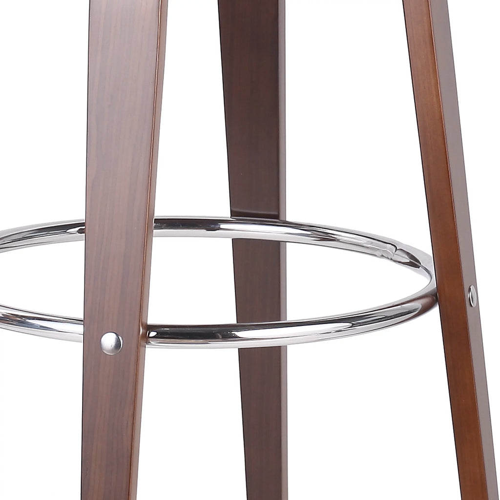 Mid Century Modern Faux Leather Wood Swivel Barstool W9005