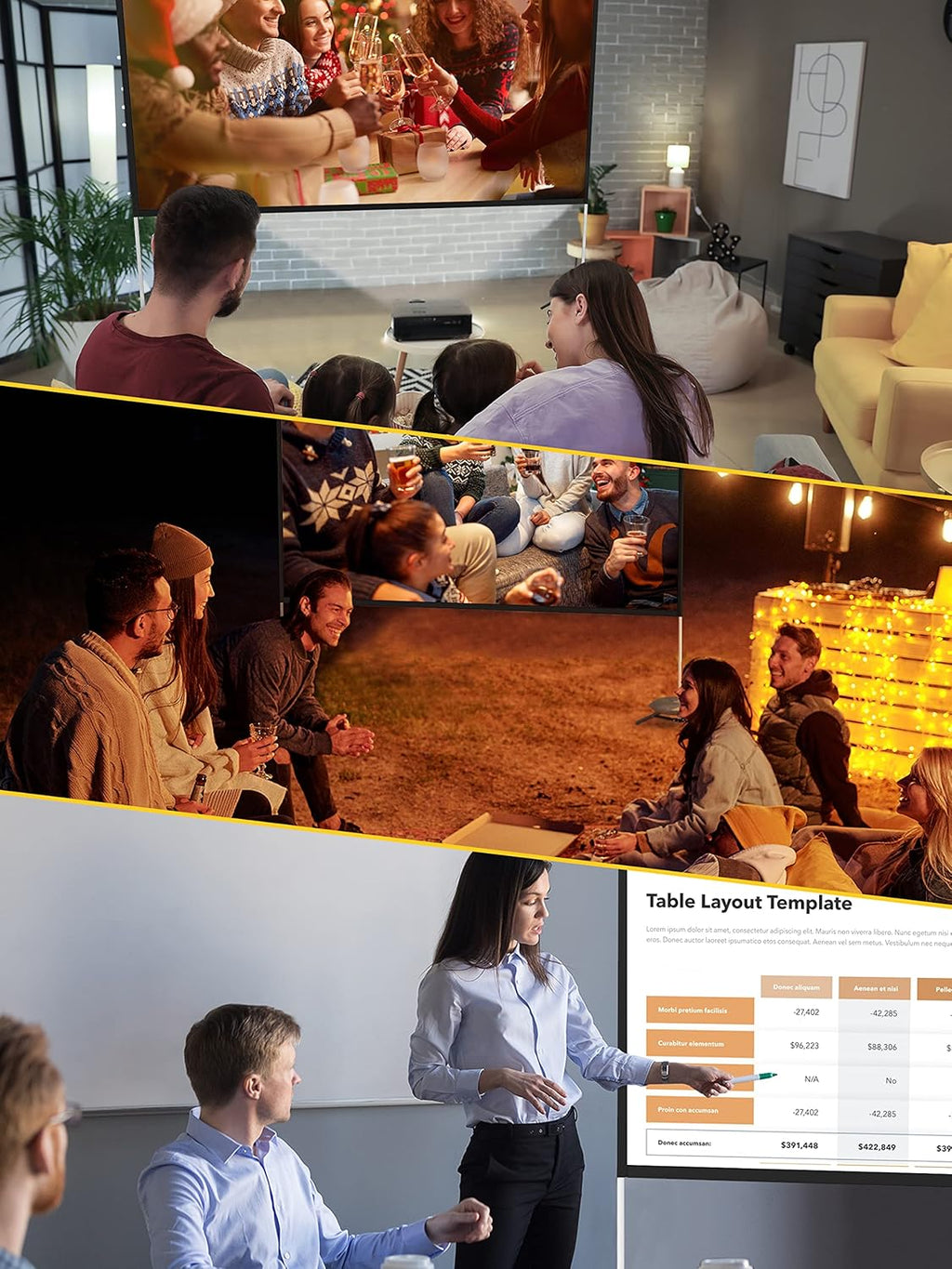 100 Inch 16:9 Portable Projector Screen with Stand and Carry Bag R790