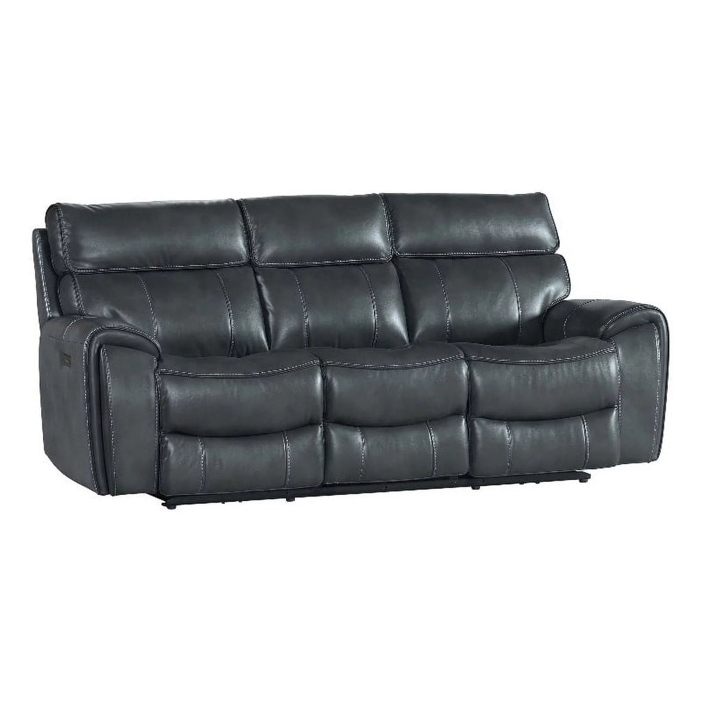Slate Gray Faux Leather Dual-Power Recliner Sofa L979245