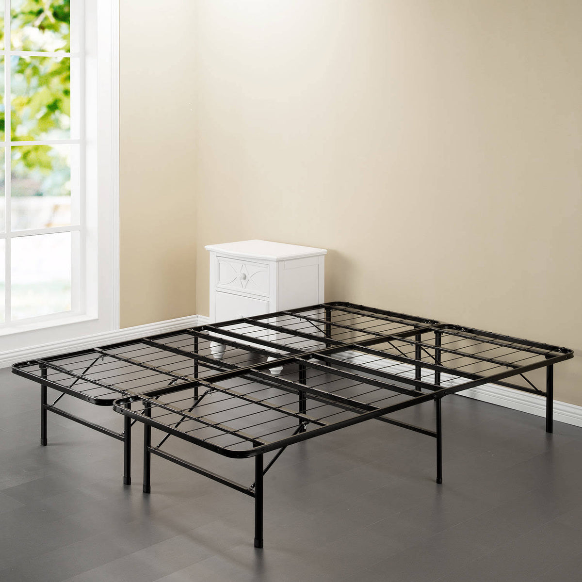 Black Steel Smart Base Bed Frame F3905