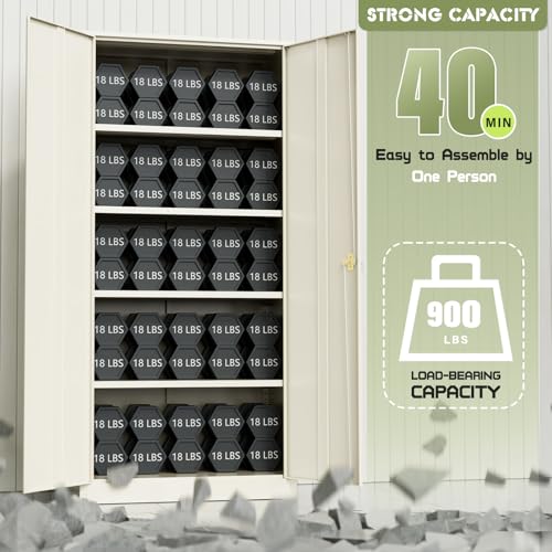 72” Black Metal Storage Cabinet with Adjustable Shelves D85088