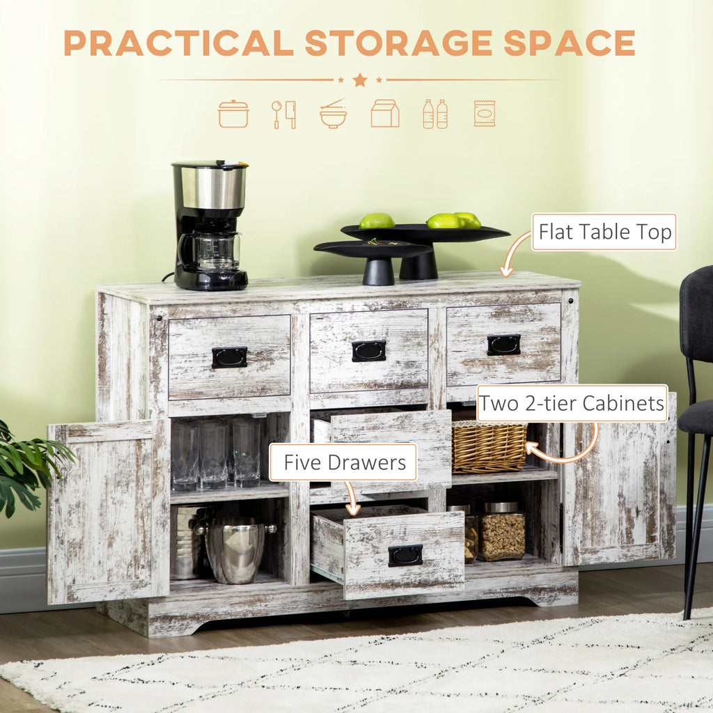 White 5 Drawer Buffet Cabinet N343