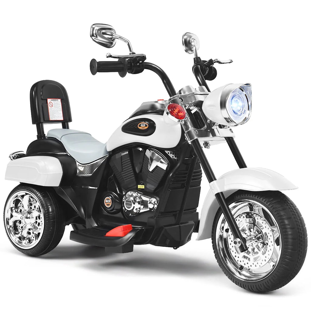 3 Wheel Kids Ride On Motorcycle 6V Battery Powered White Q178856