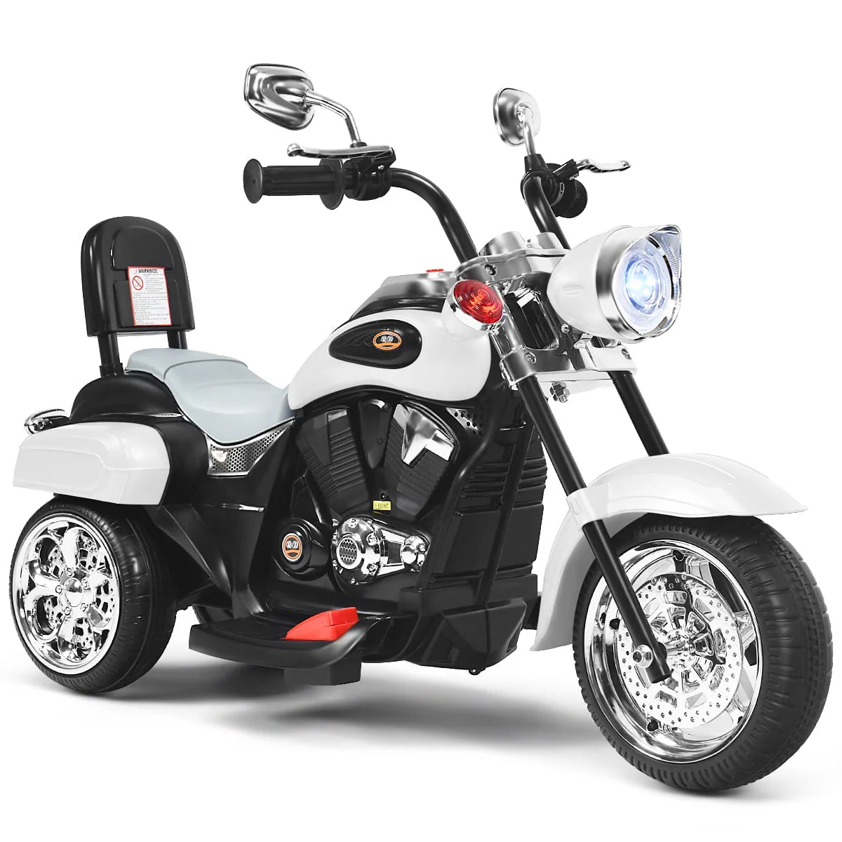 3 Wheel Kids Ride On Motorcycle 6V Battery Powered White Q178856