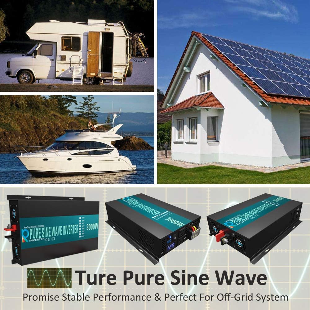 3000W Pure Sine Wave Inverter 24V DC to 120V AC 60HZ with LED Display L648781
