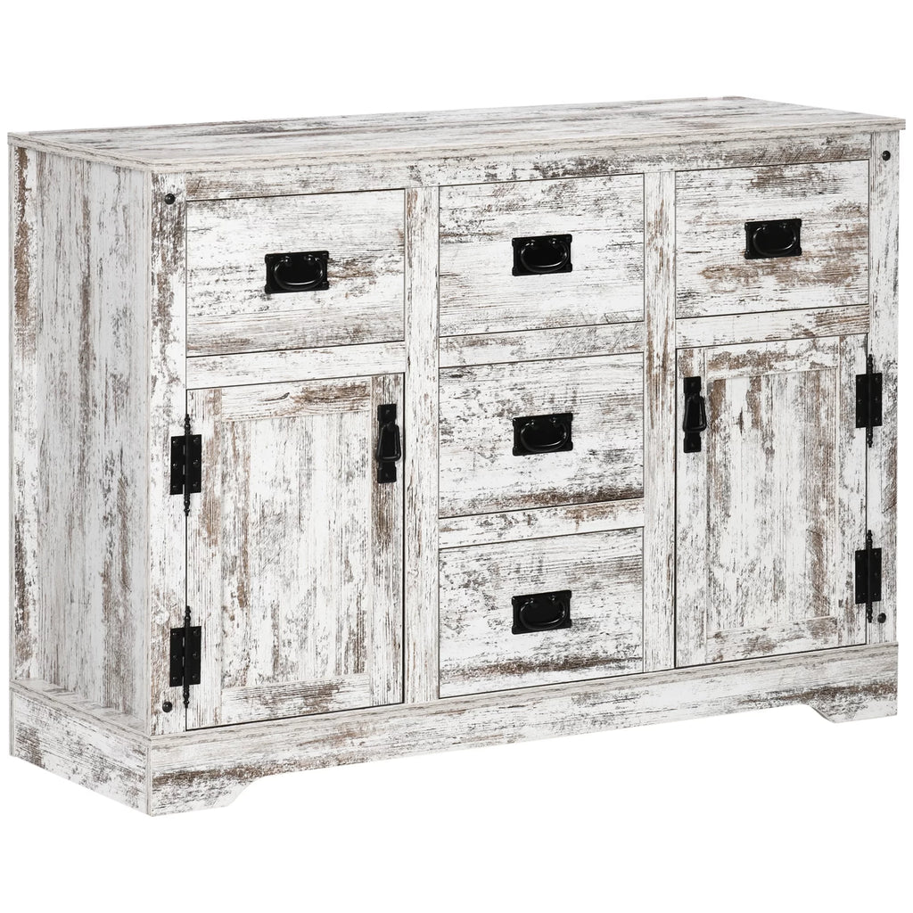 White 5 Drawer Buffet Cabinet N343