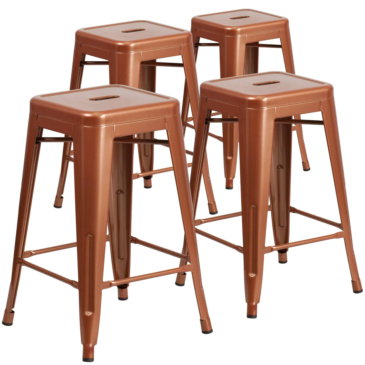 White Metal Square Backless Stool V856